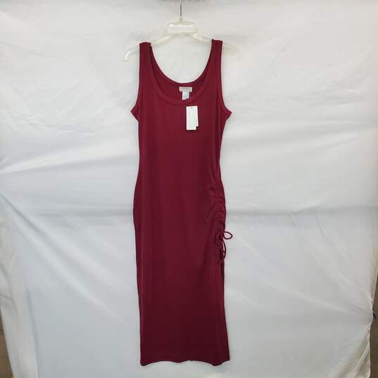 L * Space Burgundy Ribbed Knit Sleeveless Maxi Dress WM Size XL NWT image number 1