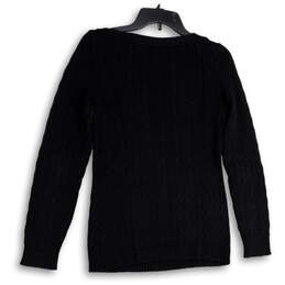 Womens Black Crew Neck Cable-Knit Long Sleeve Pullover Sweater Size Medium alternative image