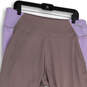 Womens Pink Lavender Evostripe Elastic Waist Pull On Cropped Leggings Sz XL image number 3
