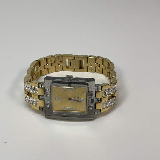 Designer Swatch Swiss Two-Tone Rhinestone Square Dial Analog Wristwatch image number 3