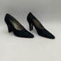 Womens Black Leather Almond Toe High Block Pump Heels Size 8.5 image number 3
