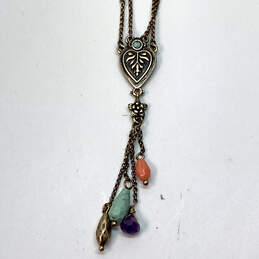 Designer Lucky Brand Gold-Tone Multi Stone Double Chain Pendant Necklace alternative image