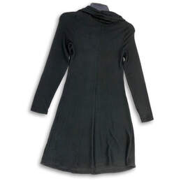 Womens Black Cowl Neck Long Sleeve Tight-Knit Sweater Dress Size Small alternative image