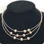 Dyadema Sterling Silver Dual-Color Three Strand Textured Beaded Necklace 16in 20.8g image number 2