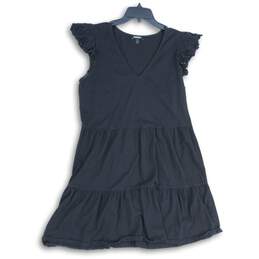 Express Womens Black Lace V-Neck Short Sleeve Knee Length A-Line Dress Size L