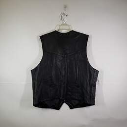 Mens Leather Sleeveless V-Neck Mid Length Motorcycle Vest Size XXL alternative image