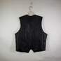 Mens Leather Sleeveless V-Neck Mid Length Motorcycle Vest Size XXL image number 2