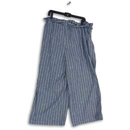 NWT Max Studio Womens Blue Striped Wide Leg Paperbag Pants Size Large alternative image