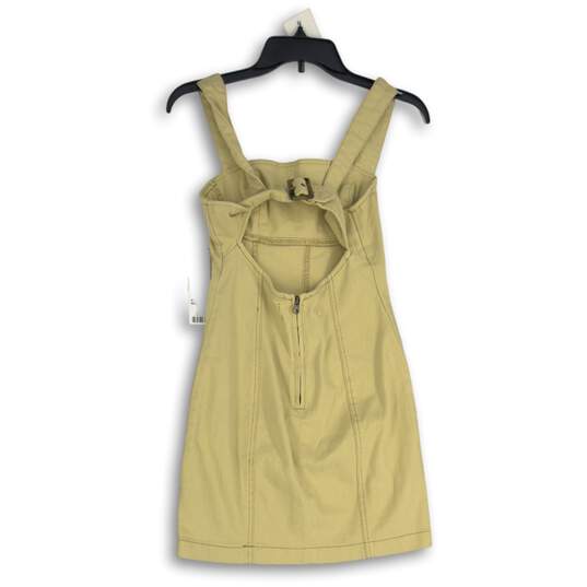 Womens Tan Beige Denim Square Neck Back Zip Sleeveless Mini Dress Size XS image number 2