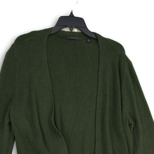 Womens Green Long Sleeve Knitted Open Front Cardigan Sweater Size Large image number 3
