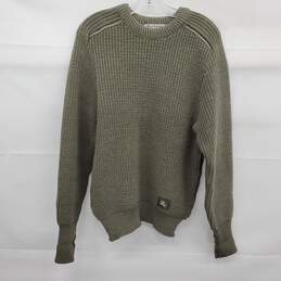 Vintage Burberrys' Men's Pure Wool Green Knit Elbow Patch Sweater Size Medium AUTHENTICATED