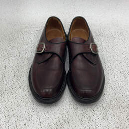 Mens Halsted Burgundy Leather Round Toe Buckle Monk Strap Dress Shoes Sz 9