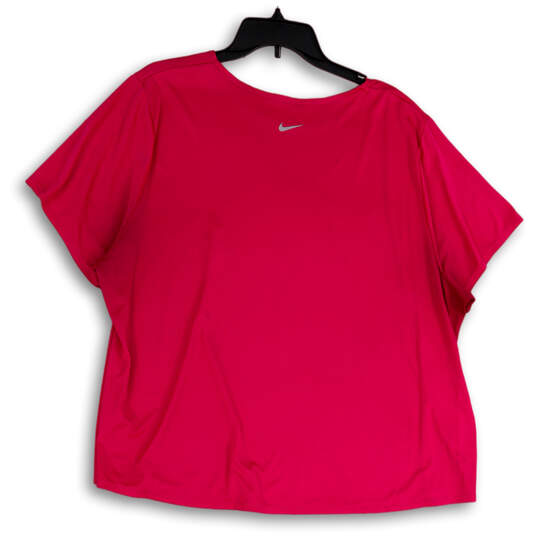 Womens Pink Round Neck Short Sleeve Stretch Pullover T-Shirt Size 2X image number 2