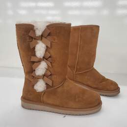 Koolaburra by Ugg Victoria Short Chestnut Brown Suede Boots Women's Size 10