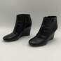 Womens Lowell 32158696 Black Leather Round Toe Wedge Ankle Booties Size 7 M image number 3