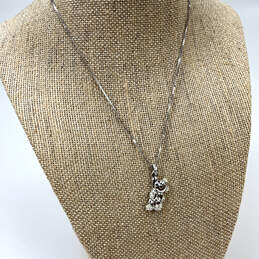 Designer Swarovski Silver-Tone Crystal Stone Teddy Bear Pendant Necklace
