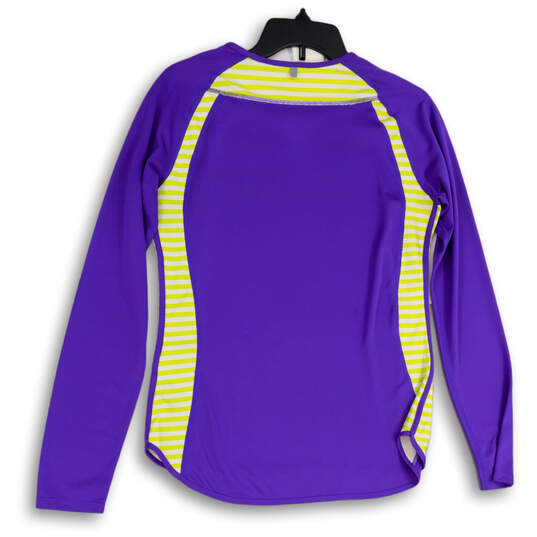 Womens Purple Round Neck Long Sleeve Dri-Fit Pullover T-Shirt Size Medium image number 2