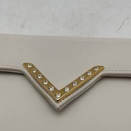 Valentina Womens White Leather Rhinestone Zipper Inner Pocket Clutch Wallet alternative image