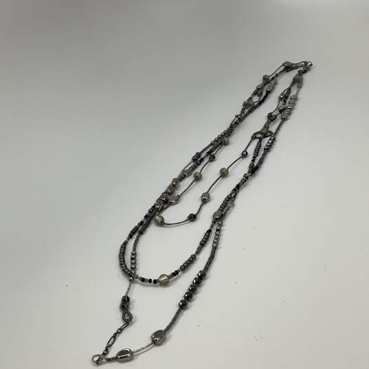 Designer Silpada 925 Sterling Silver Multi Strand Hematite Beaded Necklace image number 2