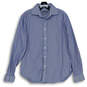 Mens Blue Striped Slim Fit Long Sleeve Spread Collar Button-Up Shirt Size M image number 1