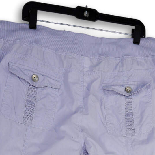 Womens Blue Flat Front Elastic Waist Stretch Pocktes Capri Pants Size XL image number 4