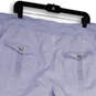 Womens Blue Flat Front Elastic Waist Stretch Pocktes Capri Pants Size XL image number 4