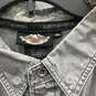Mens Gray Spread Collar Short Sleeve Flap Pocket Button-Up Shirt Size XL image number 3