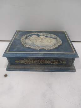Genuine Incolay Stone Jewelry Trinket Box