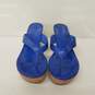 UGG Natassia Platform Leather Wedge Sandals Cobalt Blue Size 9 image number 5