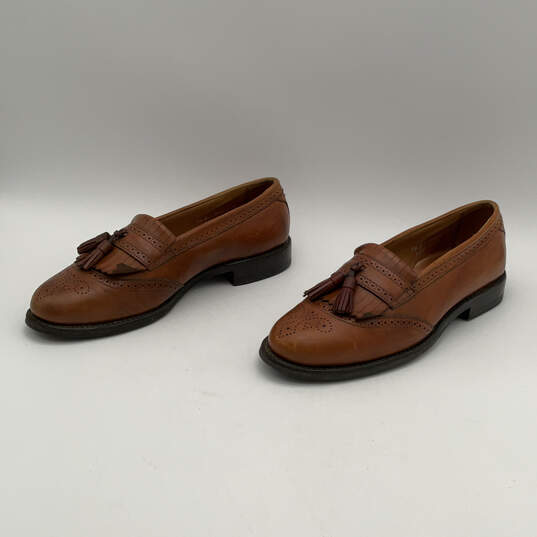 Mens Bridgeton Brown Leather Almond Toe Slip-On Tassel Dress Shoes Sz 9.5 D image number 4