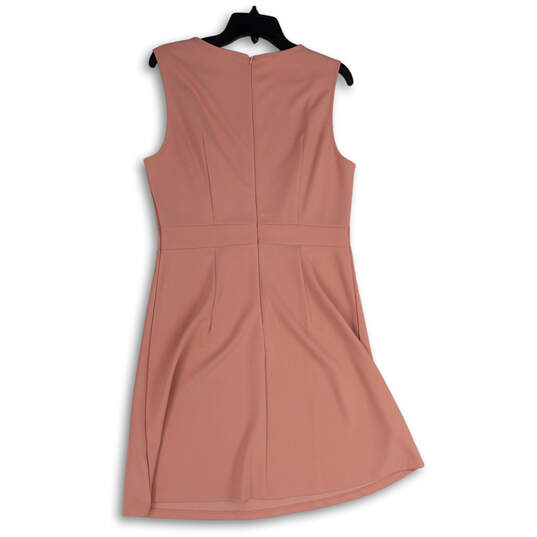 Womens Pink Round Neck Sleeveless Back Zip Shift Dress Size Large image number 2