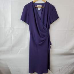 Sheri Martin New York Short Sleeve Dark Purple Midi Dress Women's 10