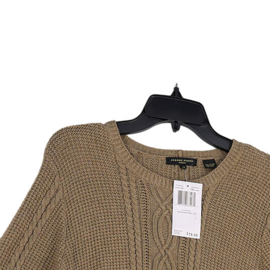 NWT Womens Tan Knitted Long Sleeve Side Slit Pullover Sweater Size 1X image number 3