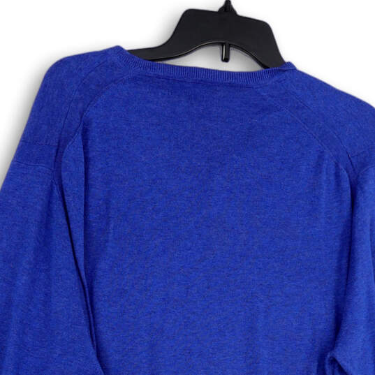 Womens Blue Long Sleeve V-Neck Stretch Knitted Pullover Sweater Size XXL image number 3