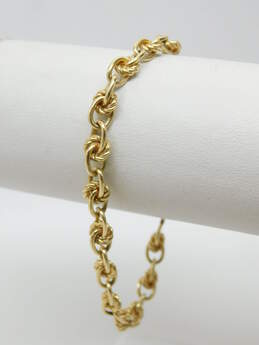 14K Yellow Gold Fancy Link Chain Bracelet 14.5g