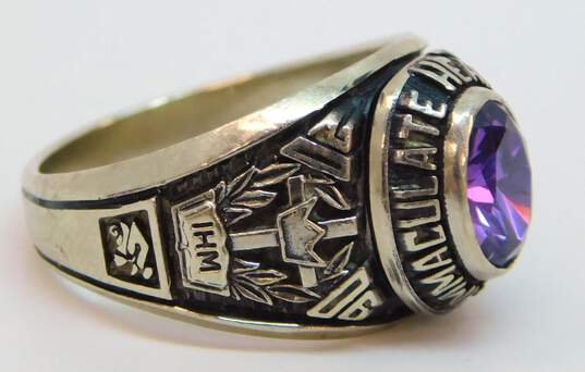 10k White Gold Purple Spinel 2006 Class Ring 7.4g image number 4