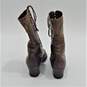 Antique Victorian Edwardian Era Brown Leather Lace Up Boots Heels Women's Shoes image number 4