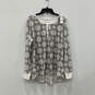 NWT Womens Gray White Long Sleeve Top And Pajama Two-Piece Set Size XL image number 2
