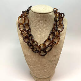 Designer J. Crew Gold-Tone Brown Fashionable Large Link Chain Necklace