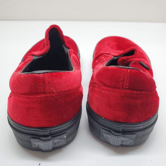 Vans Off The Wall Red Velvet Sneakers Low Top Slip On Shoes Size 5.5M/7W image number 4