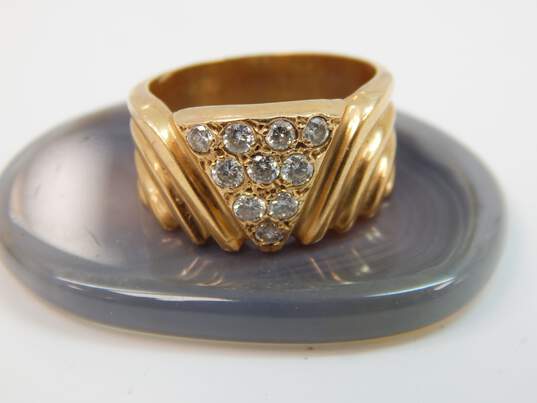 Vintage 18K Yellow Gold 0.50 CTTW Round Diamond Ridged Ring 6.0g image number 4