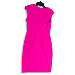 NWT Womens Pink Pleated Sleeveless Back Zip Stretch Sheath Dress Size 6 alternative image