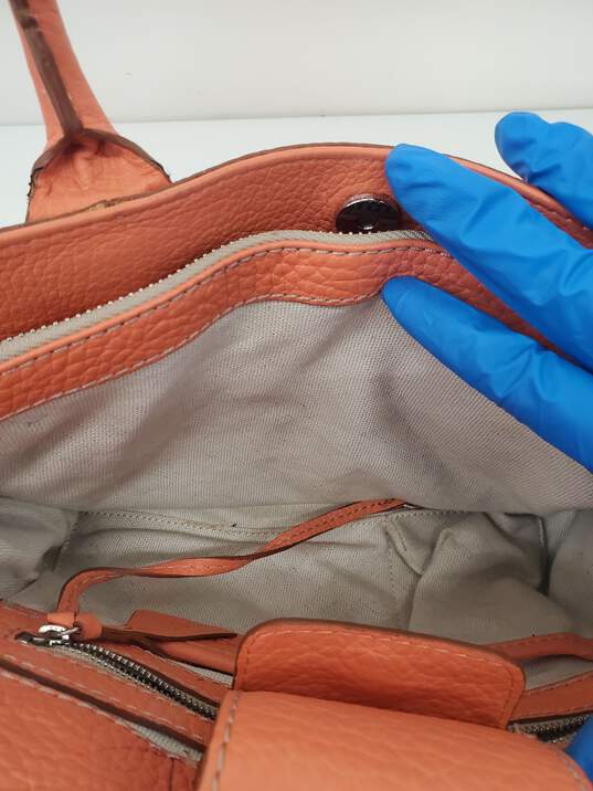 Michael Kors Satchel Coral Pebbled Leather Top Handle Handbag Purse used image number 4