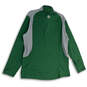 NWT Mens Green Gray 1/4 Zip Mock Neck Long Sleeve Pullover T-Shirt Size XL image number 2
