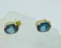 14K Yellow Gold Oval London Blue Topaz Stud Earrings 1.8g image number 1