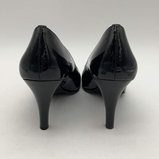 NIB Womens Peekaboo Black Leather Peep Toe Slip-On Pump Heels Size 9 M image number 3