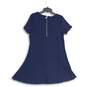 Michael Kors Womens Navy Blue Short Sleeve Back Zip T-Shirt Dress Size Large image number 2