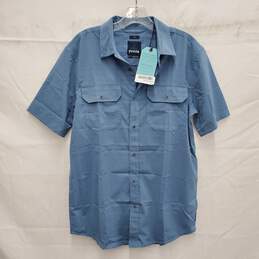 NWT Prana MN's Cayman Blue Short Sleeve Shirt Size S/T