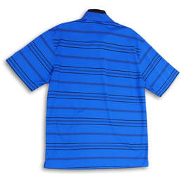Mens Black Blue Striped Spread Collar Short Sleeve Golf Polo Shirt Size L alternative image