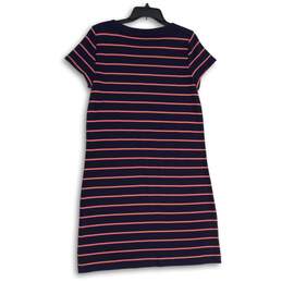 Talbots Womens Navy Blue Pink Striped Round Neck Pullover T-Shirt Dress Size M alternative image